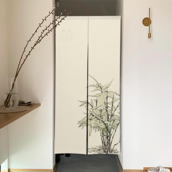 Eucalyptus Green Leaves Vines Botanical Japanese Noren Curtains Asian Art New - Picture 12 of 12